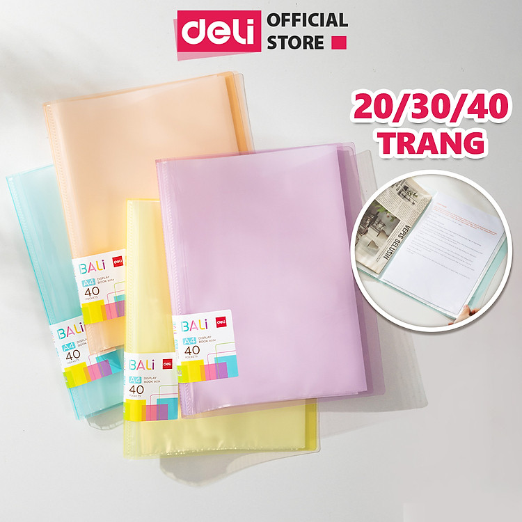 File Tài Liệu Deli A4 (20 trang) – Hồng Cam