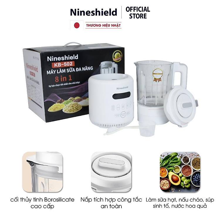Máy Làm Sữa Đậu Nành, Sữa Hạt Đa Năng 8 In 1 Nineshield KB-503 -Hàng chính hãng