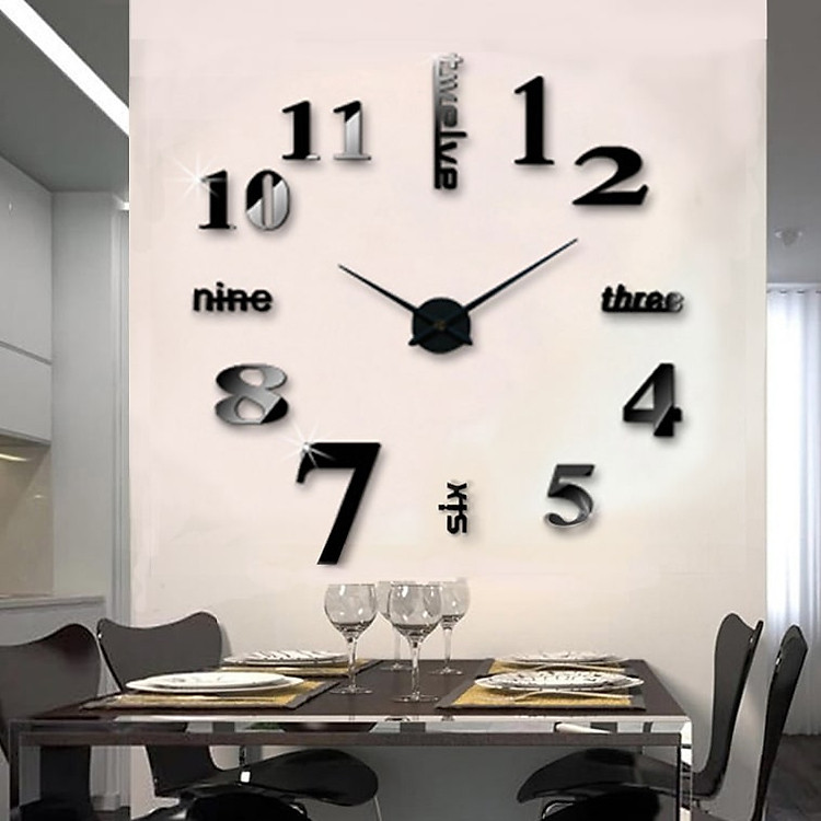 Đồng Hồ Treo Tường Dán Tường 3D Chính Hãng Shouse loại lớn bằng Xốp và Meka cao cấp trang trí nghệ thuật đẹp treo phòng khách, phòng ngủ