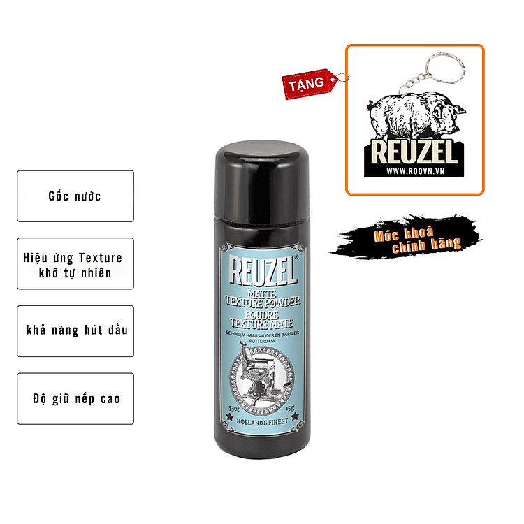 Bột Rắc Tạo Kiểu Phồng Tóc Reuzel Matte Texture Powder 15G - Tặng móc khoá chính hãng