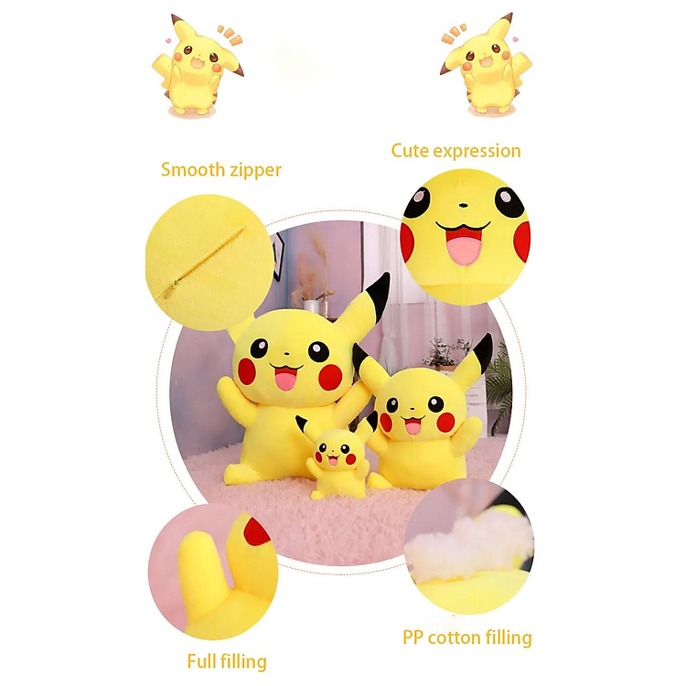 Thú nhồi bông Pikachu cao cấp - Size 30-90cm Chính hãng Tiết kiệm - Hình ảnh 4
