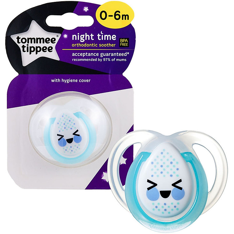 Ty ngậm dạ quang cho bé Tommee Tippee 0-6 tháng (vỉ 1 cái) - Night Time - Xanh