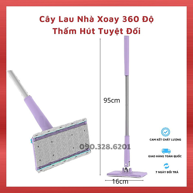 Cây lau nhà thông minh không cần giặt, kẹp khăn dùng 1 lần, chổi lau nhà đa di năng trên mọi bề mặt thế hệ mới
