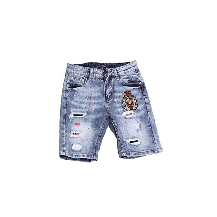 Quần short jean nam B622 co dãn kiểu dán trẻ trung đơn giản thêu họa tiết Julido thời trang hàn quốc