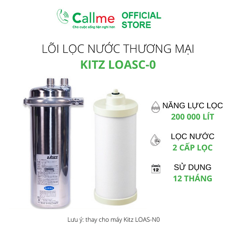 Lõi lọc thay thế Kitz LOASC-0 thay cho máy lọc nước Kitz LOAS-N0 công suất 200000 lít, 2 cấp lọc - Hàng nhập khẩu chính hãng