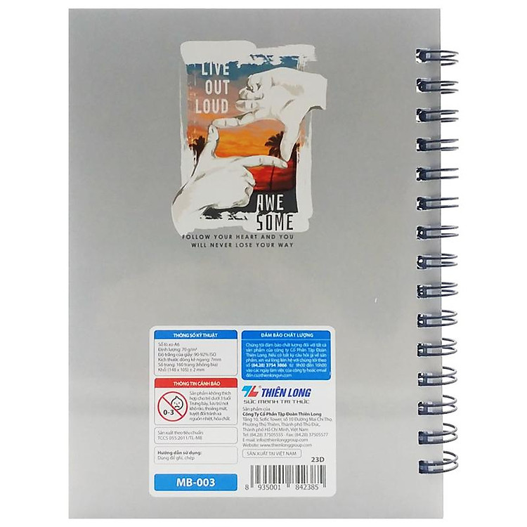 Sổ Lò Xo A6 Kẻ Ngang 160 Trang 70gsm Thiên Long MB-003 - Ảnh 5