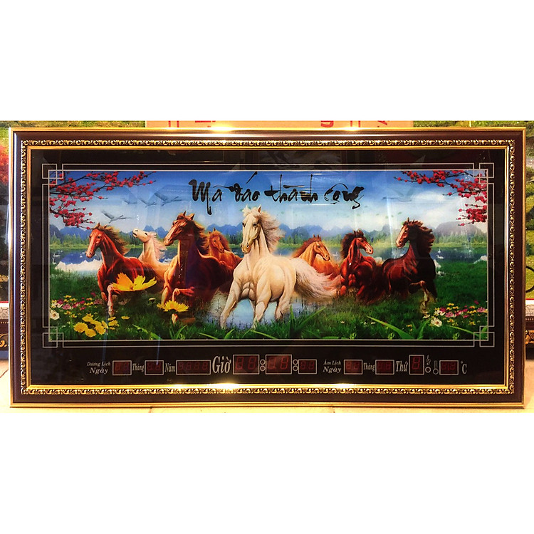 Tranh đồng hồ lịch vạn niên , Mã đáo thành công - MS101