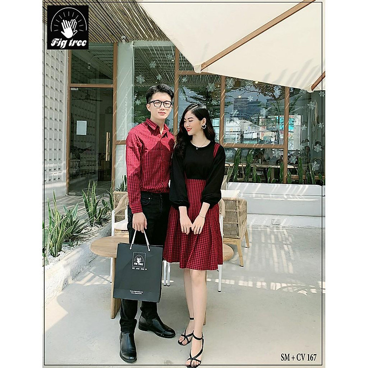 Set đồ đôi couple FIG TREE du xuân mê ly với tôn đỏ (167)