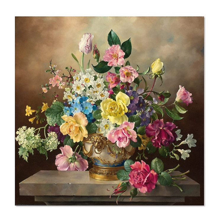 Tranh in sơn dầu VTC lọ hoa hồng LunaCV-0521