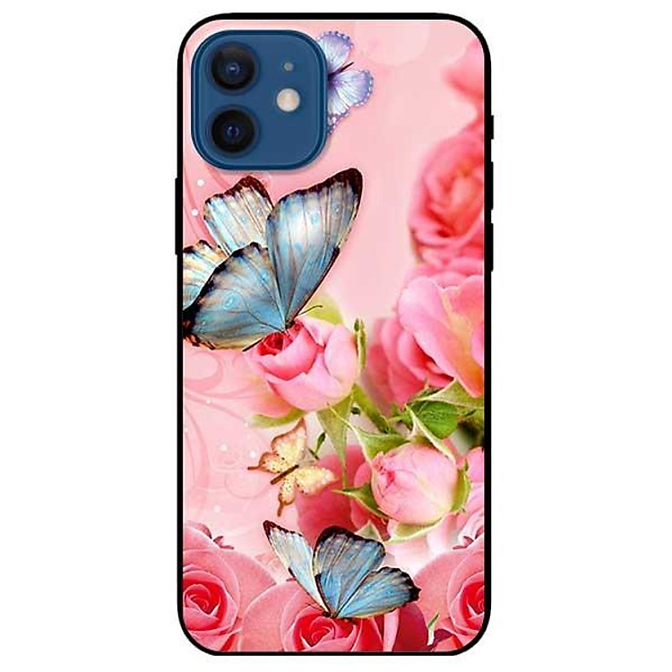 Ốp lưng dành cho Iphone 11 - 11 Pro - 11 Pro Max mẫu Bướm Xanh Và Hoa Hồng