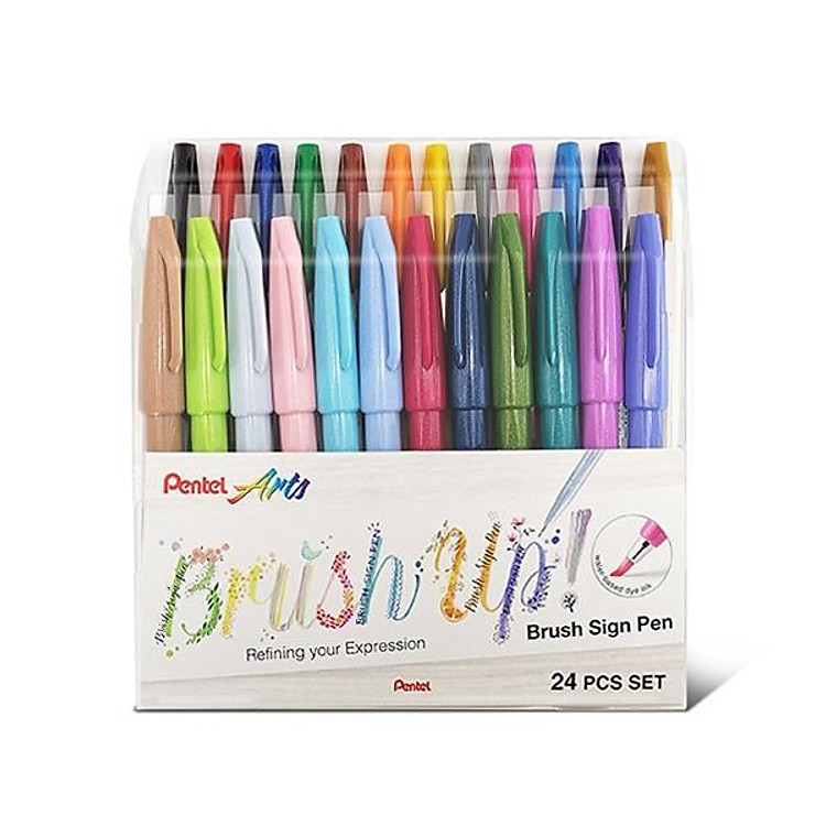 Bộ Bút Lông Màu Nước Pentel Touch Pastel (24 màu)