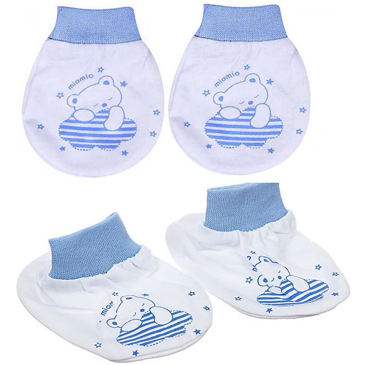 Set 5 đôi bao tay + 5 đôi bao chân bo gấu MIOMIO cho bé trai