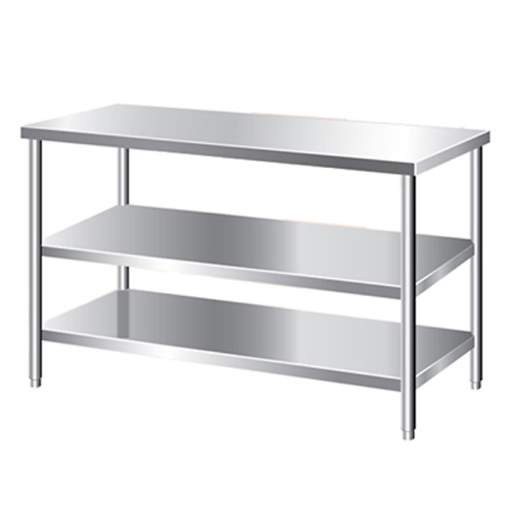 Bàn inox có hai giá dưới phẳng