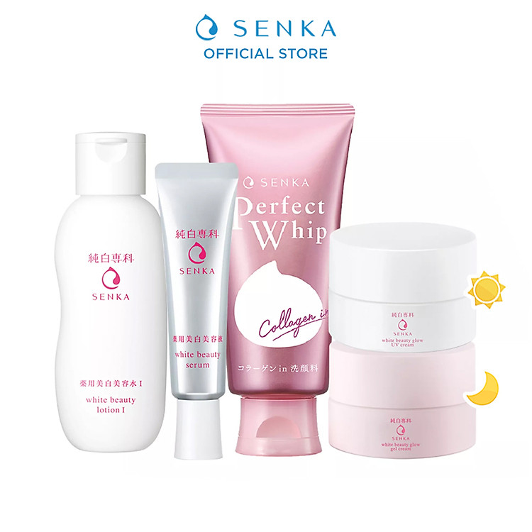 Bộ 5 Sản Phẩm Dưỡng Trắng & Sáng Hồng Da Senka