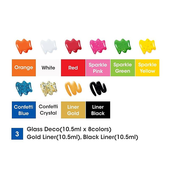 Hộp bút vẽ trang trí trên kính AMOS Glass Deco Ice Jewelry Kit GD10P10IJ - Ảnh 3