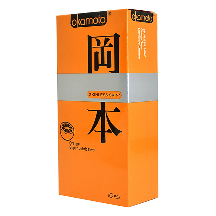 Bao Cao Su Okamoto Skinless Skin Orange Lubricated 10s Hương Cam