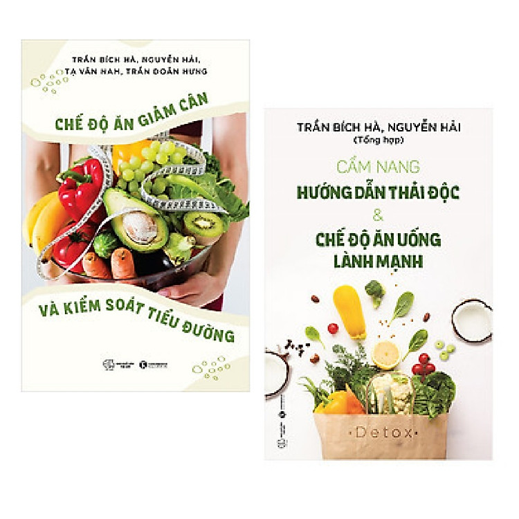 Sách - Combo 2 cuốn chăm sóc sức khỏe cho bản thân: Chế Độ Ăn Giảm Cân Và Kiểm Soát Tiểu Đường + Cẩm Nang Hướng Dẫn Thải Độc & Chế Độ Ăn Uống Lành Mạnh