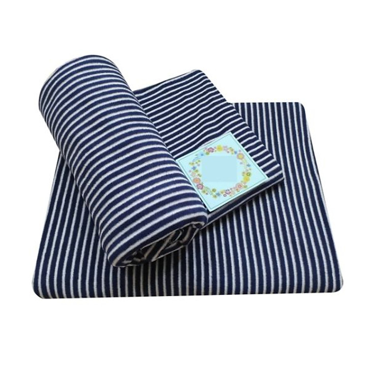 Mền nỉ cotton mẫu sọc trắng đen 1m8 x 1m5