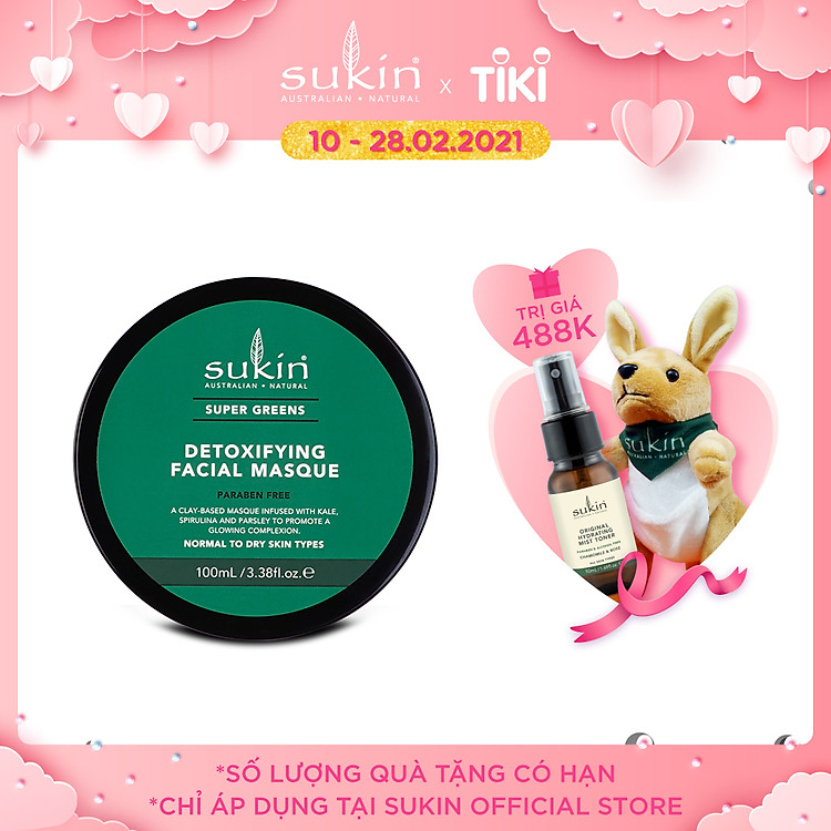 Mặt nạ đất sét thải độc Sukin Super Greens Detoxifying Facial Masque 100ml