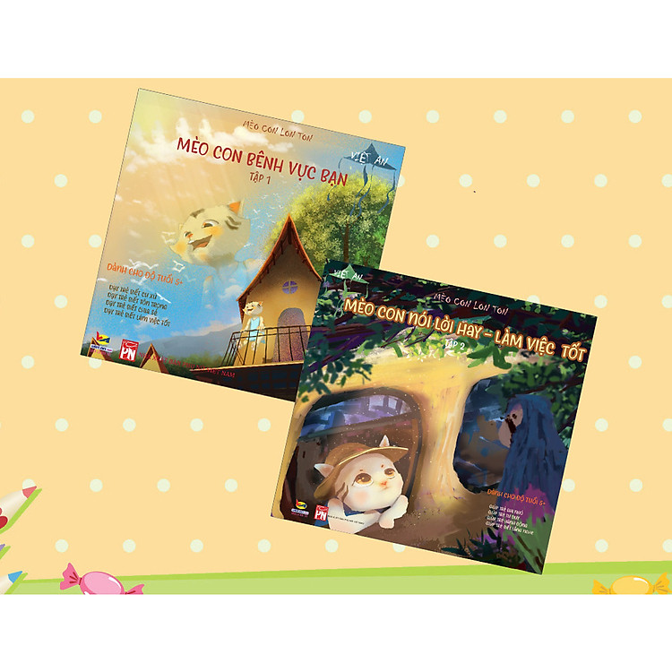 SÁCH RÈN LUYỆN KỸ NĂNG CHO BÉ – COMBO MÈO CON LON TON (tập 1 + 2)
