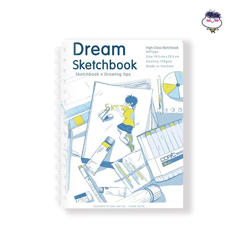 Sổ phác thảo A4 - Tặng kèm kiến thức hội họa by OMB ( Biên tập ) - Có ngăn đựng tranh - 172Gsm- Bìa bồi carton cứng