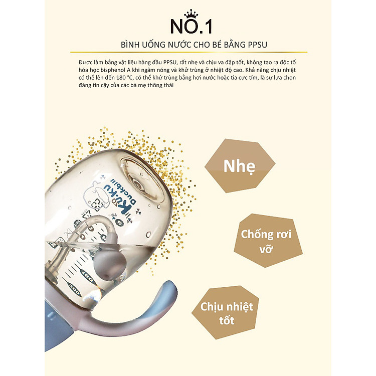 Bình Uống Nước Tay Cầm KuKu Duckbill 200ml Tiết kiệm - Hình ảnh 4