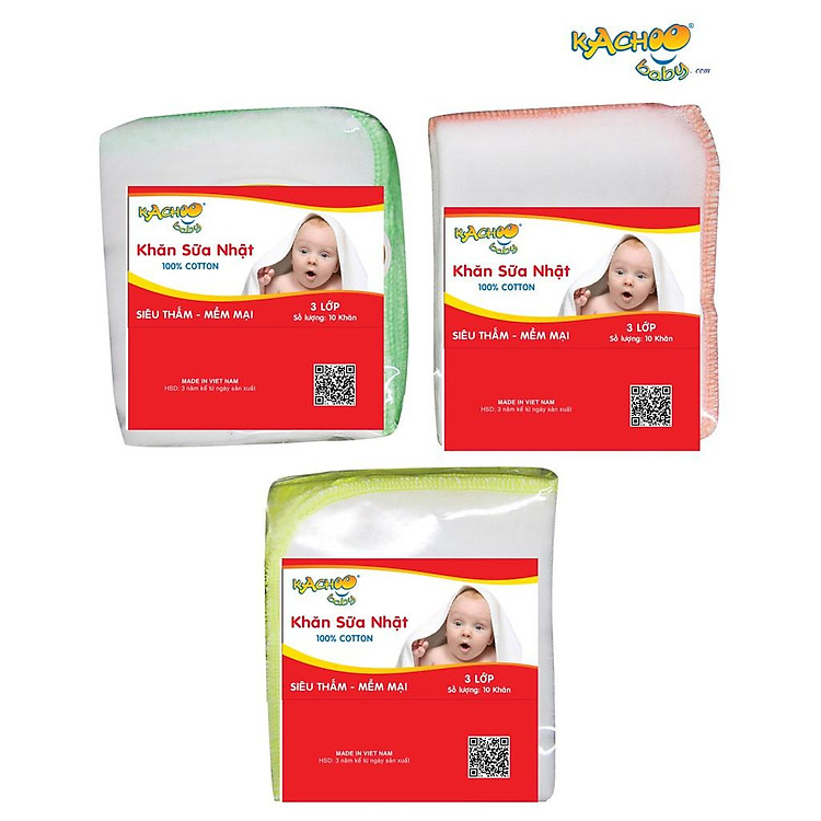 Mua 10 khăn sữa Kachoobaby siêu mềm cho bé Chính hãng Giá tốt - Hình ảnh 2