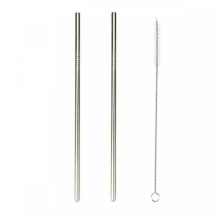 Combo 2 Chiếc ống Hút Inox Không Gỉ + Dụng Cụ Làm Sạch Ống Hút