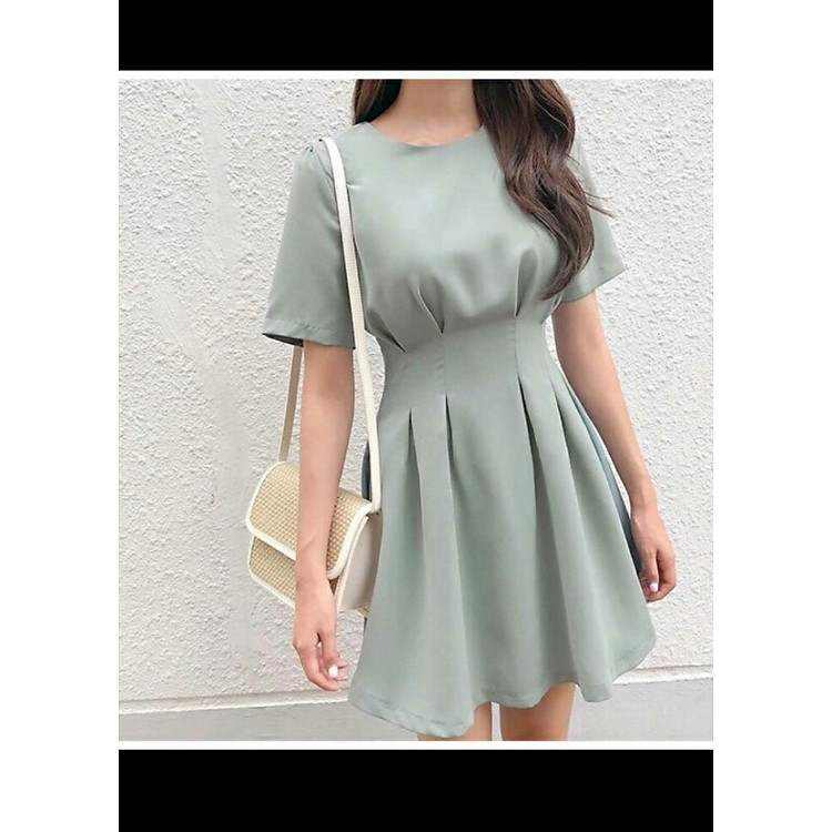 Đầm mint xoè xếp li
