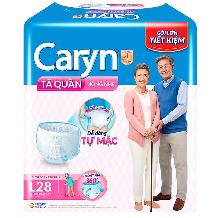 Mua Tã Quần Caryn Mỏng Nhẹ L28 - 28 miếng Chính hãng Giá rẻ - Hình ảnh 2