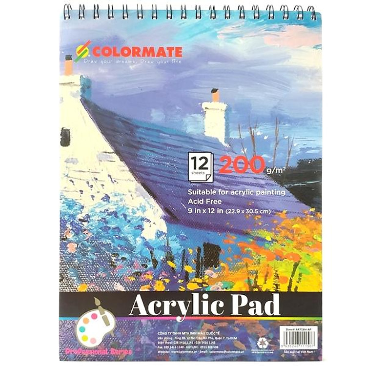 Tập Giấy Vẽ A4 Acrylic Pad Colormate ARTIST-AP (12 tờ)