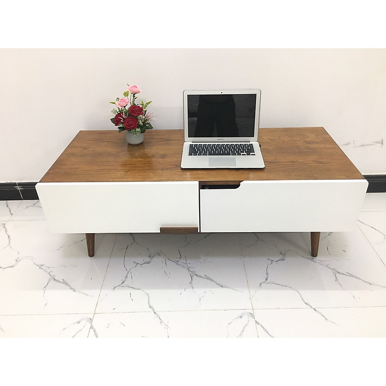 Bàn sofa hình hộp gỗ cao su có hộc kéo T819-3