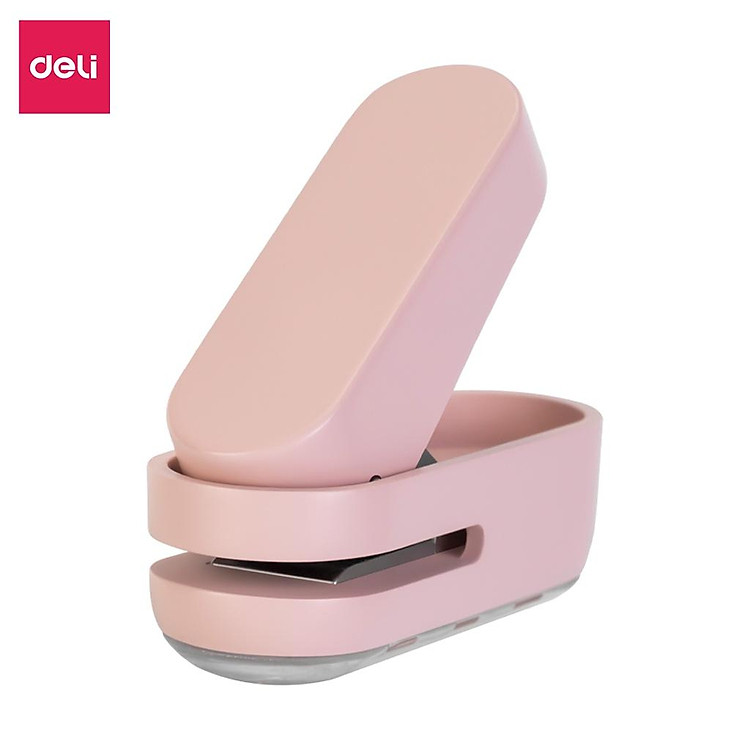 Kìm Bấm Đục Lỗ Giấy Mini Deli NS088 - Hồng - Ảnh 2