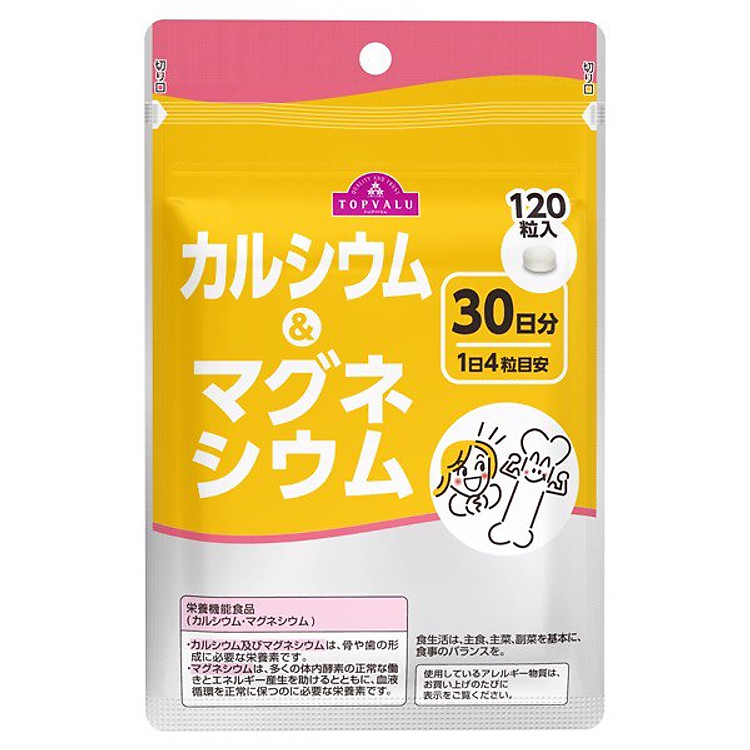 Viên uống bổ sung Canxi và Magne Topvalu - Gói 120 Viên