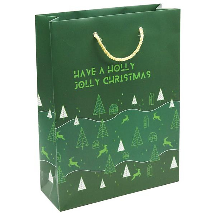Túi Giấy Đựng Quà Giáng Sinh 38 x 27 cm – Xanh Lá