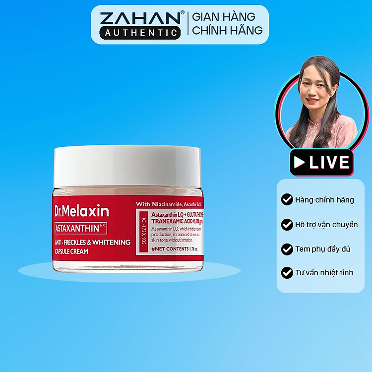 Kem dưỡng Dr.Melaxin Astaxanthin Anti - Freckle & Whitening Capsule Cream 50g (đỏ)
