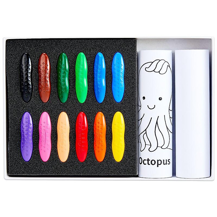 Hộp 12 Màu Sáp Peanut và Tranh Tô Màu Dán Tường - Ảnh 2