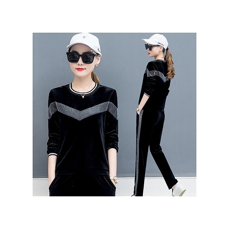 BỘ THUN NHUNG THỂ THAO PHỐI KIM TUYẾN CAO CẤP