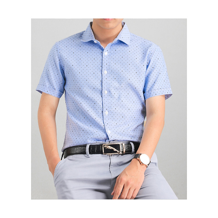 Áo Sơ Mi Nam Hoạ Tiết Cộc Tay Thời Trang Công Sở