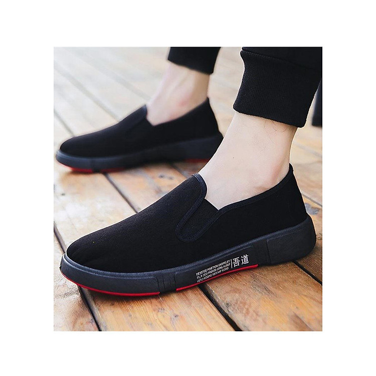 Giày Lười Slip-On Nam Vải Mềm Êm Thiết Kế Nam Tính - 3156N - Đen Full