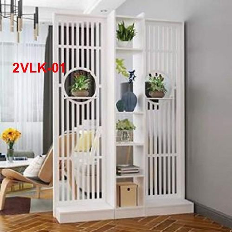 Vách Ngăn Bình Phong Họa Tiết Hiện Đại ( 2 Vách 1 Kệ) 2VLK-01