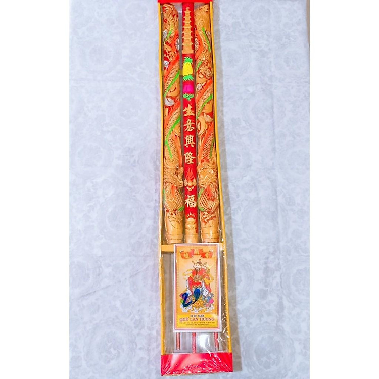 Nhang Rồng Đỏ 3 Cây Hộp Gỗ Size 80cm