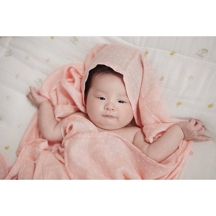 Khăn sợi tre Sofflin 120x120cm - Dotty Pink Chính hãng Tiết kiệm - Hình ảnh 3