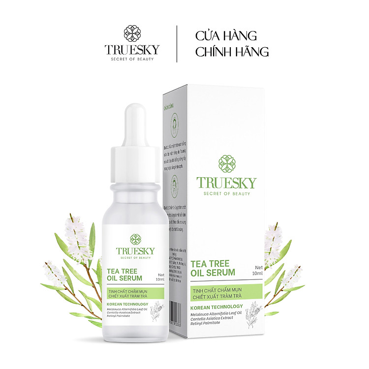 Tinh chất chấm mụn Truesky Tea Tree Oil chiết xuất tràm trà giúp làm dịu da, làm mờ vết thâm và giảm mụn 10ml