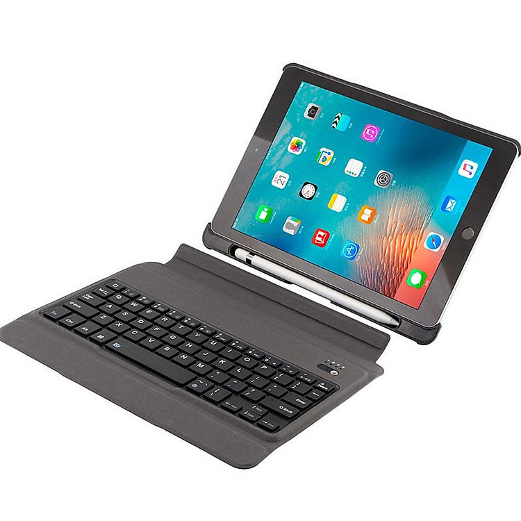Bàn phím Bluetooth có đèn kèm bao da slim có thể tách rời và khay đựng bút pencil cho iPad 9.7 2018 Promax T201 - Hàng nhập khẩu