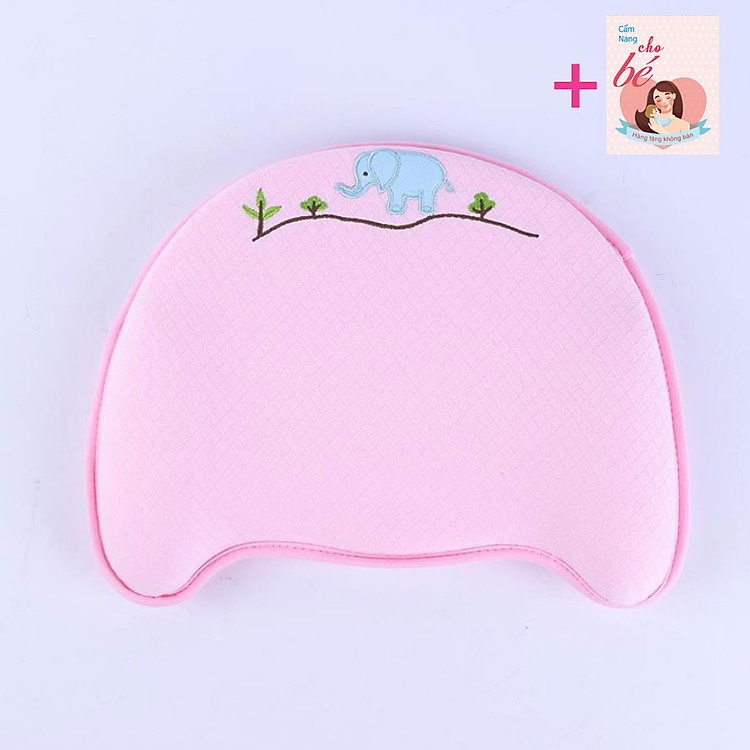 Gối chống méo đầu, bẹp đầu Babyupp màu Hồng GBU0002. Tặng kèm cẩm nang chăm sóc bé. Gối cao su non đa năng ngăn ngừa còm lưng, nghẹo cổ