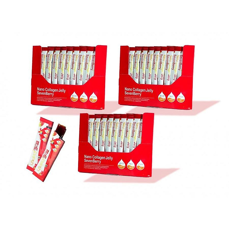 Combo 30 gói thực phẩm chức năng Nano Collagen Jelly Sevenberry chống lão hóa chống lão hóa làn da, giảm thiểu vết nhăn (15g/150 Kcal x 30 gói)