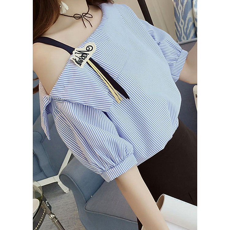 Áo Trễ Vai Nữ Kẻ Sọc Hàn Quốc Ohazo! - AT009