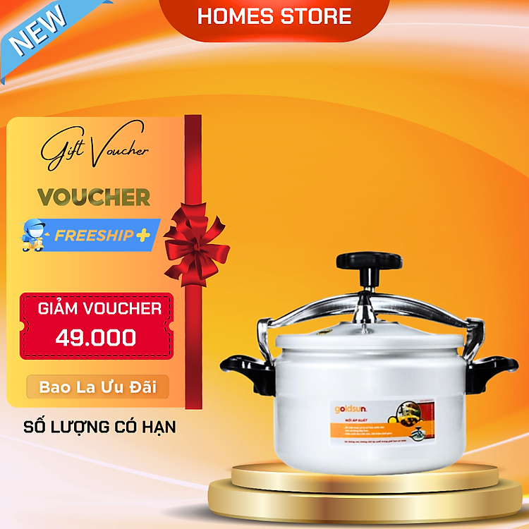 Nồi Áp Suất Nhôm Đáy Từ Goldsun GPC1930-05IH Dung Tích 5 Lít Có Van An Toàn - Hàng Chính Hãng