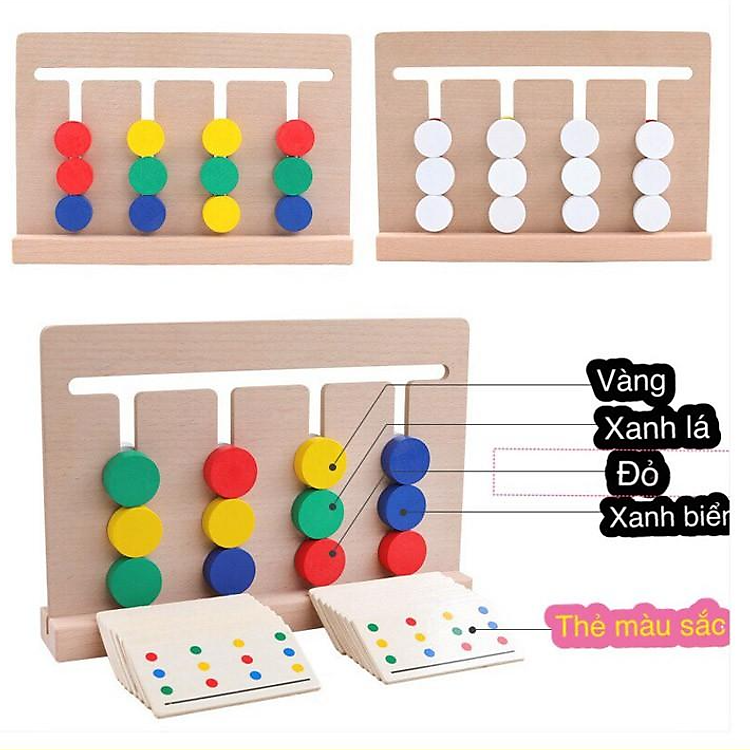 Đồ Chơi Gỗ - Bộ Tư Duy Logic Toán Học Thông Minh - Bé học màu sắc, hoa quả